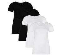 Bamboo basics Mujer Camiseta Kate, 4er Paquete - Interior, Redondo, Soltero Jers