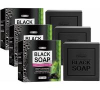 Bamboo Charcoal Facial Soap For Blackhead Removal Body Face Skin Deep Cleaning,Effectively Improve Clogged Pores,Soothing Skin (3pcs)