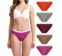 BAMBOO COOL Ropa interior suave para mujer, bikini de corte alto, bragas elásticas que absorben la humedad para mujer, paquete de 5, Multicolor C (paquete de 5), Large