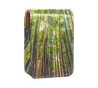 Bamboo Forest Nature - Estuche portátil para lápiz labial, mini caja de almacenamiento de lápiz labial, estuche organizador de lápiz labial con espejo para mujer, Varios colores, 9.5x2x7 cm/3.7x0.8x2.7 in