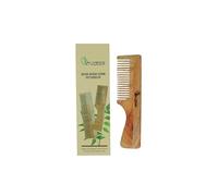 BAMBOO HAAT - Peine de madera natural con mango | Peine desenredante de madera de neem | Peine de neem Kacchi, peine de madera para hombres y mujeres, tratado con aceite de neem, Bhringraj y 17