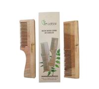 BAMBOO HAAT - Peine de madera natural de neem Kacchi | Peine desenredante de madera para hombres y mujeres | Crecimiento del cabello, caída del cabello, control de la caspa | tratado con aceite de