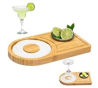 Bamboo Salt y azúcar Rimmer para cócteles, bandeja de rimmer de vidrio de 9.5x5.5 pulgadas se adapta a vasos anchos de hasta 4.7 pulgadas, condimento de cócteles para bebidas de fiesta de margar