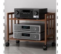 Bamboo - Soporte de TV móvil con 2 niveles para reproductor de grabación de audio y vídeo, receptor, altavoz, consola de juegos, 50 x 38 x 53 cm
