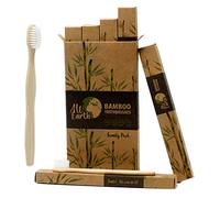 Bamboo Toothbrush - White - Family Pack of 4 - Med Soft