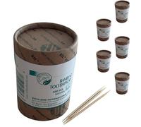 Bamboo TOOTHPICKS 500pcs en Paper Square Holder, Natural Double-Sided Toothpicks for Travel, Oral Care & Appetizers - Eco-Friendly, Bamboo, 500 ct