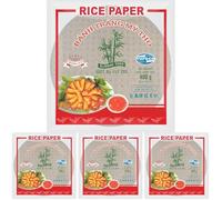BAMBOO TREE Papel de Arroz 22 cm, Redondo (Frito), (1 X 400 GR) (Paquete de 4)