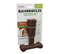 Bamboodles T-Bone - Juguete masticable para perros, mediano, sabor a res, palo masticable de larga duración para perros medianos, masticable duradero y seguro para enriquecimiento diario