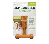 Bamboodles T-Bone - Juguete masticable para Perros, pequeño, Sabor a Mantequilla de maní, masticable Natural de Larga duración para Perros pequeños y Cachorros, Palo masticable Duradero, Seguro y