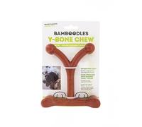 Bamboodles Y-Bone - Juguete masticable para Perros, Mediano, Sabor a Tocino, masticable Duradero y Duradero, Juguete masticable Natural para Perros medianos