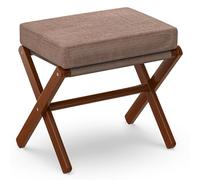 BAMBOOHOMIE Taburete plegable otomano, reposapiés moderno con patas de bambú en X y cojín de espuma gruesa, taburetes plegables pequeños acolchados para dormitorio, sala de estar, taburete de tocador