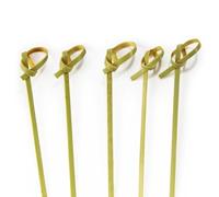 BambooMN Brand - 4.7 Decorative Bamboo Picks with Knotted Ends, Natural Green Colored (100 Pieces) by ThinkBamboo - Cooking