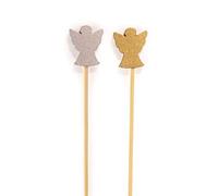 BambooMN - Brochetas de bambú Angel para postres, aperitivos bebidas - 5.9" (15 cm) - oro, plata - 100 piezas