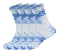 BambooMN Calcetines de bambú para mujer, rayón de fibra de bambú, calcetines clásicos de vestir casuales que absorben la humedad, Azul, 4-9