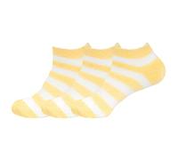 BambooMN Calcetines de spa de nailon mullidos con infusión de aloe para pies secos para mujer, Franjas amarillas, 9-12