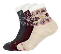 BambooMN calcetines para mujer de doble capa, gruesos, suaves, cálidos, cómodos, 3 pares - Multi - Mujer XL