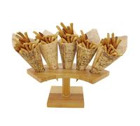 BambooMN - Exhibidor de conos de comida en forma de media luna de bamb natural de 10 pulgadas, soporte Tamaki para restaurantes, eventos con cat