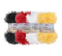 BambooMN JubileeYarn - Hilo de piel con volantes de pestañas (50 g, 4 madejas tonalidades de colores de contraste)