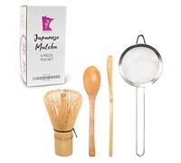 BambooMN Juego de té matcha japonés - Chasen + colador + cuchara + cuchara - 1 juego