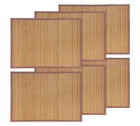 BambooMN Mantel Individual de Listones de bambú con Borde de Tela, impresión de Color sólido, 45,7 x 33 cm, marrón, 6 Unidades