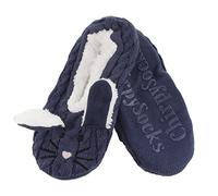 BambooMN Pantuflas de microfibra súper suaves y cálidas, acogedoras y acogedoras de hilo de animal, calcetines con forro antideslizante, pantuflas de interior cómodas para el hogar, Conejo Azul, 39/40