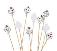 BambooMN Pincho decorativo de bambú con extremo de pollo de granja de 3.9 pulgadas para eventos con catering, vacaciones, restaurantes o bufés, suministros de fiesta, 300 piezas