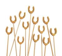 BambooMN Pinchos decorativos de bambú con extremo de herradura de la suerte de 4.7 pulgadas, pinchos de sándwich de frutas para eventos de catering, vacaciones, restaurantes o bufés suministros de