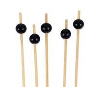 BambooMN Pinchos decorativos para cóctel, frutas, sándwich, para eventos con catering, vacaciones, restaurantes o bufés, suministros de fiesta, 4.7 pulgadas, negro, 100 unidades