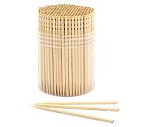 BambooMN Premium de madera redondo palillos con soporte de almacenamiento de alimentos o limpieza de dientes, 1 Pack consta de 300 piezas, fuentes del partido