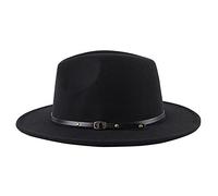Bamboopack Sombrero clásico de lana para mujer con hebilla de cinturón, ala ancha, sombrero de Panamá, sombrero Trilby, gorra Derby