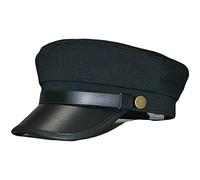 Bamboopack Sombrero de chofer para mujer y hombre, gorra de chófer, gorra de periódico, sombrero de yate, capitán, marinero, negro, Negro -, Medium