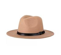 Bamboopack Sombrero estilo fedora de ala ancha con hebilla de cinturón, gorra plana de jazz para bailes, bodas, escenarios, actuaciones, fiestas, espectáculos, uso diario, caqui, M