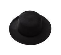 Bamboopack Sombrero Fedora de mezcla elegante negra con ala plana para iglesia, derby, para fiestas, espectáculos, cosplay, boda, vida diaria