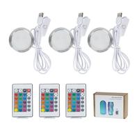BambooSegD Kit de 3 lámparas LED RGB con control remoto 001 para Bambu Lab H2D/X1/P1P/A1 Multicolor RGB Incluye botón Batería Makerworld para Anycubic Makeronline 3D Impresora Luz DIY Hardware Modelo