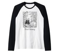 Bambú Bosque Calma Naturaleza Animal Capibara Rojo Panda Perro Camiseta Manga Raglan