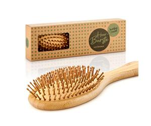 bambuswald© Cepillo de 100% bambú - con cerdas naturales antiestáticas | Cepillo de pelo Cepillo alisador para peinar y desenredar el pelo | Peine natural para todo tipo de cabello