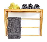 bambuswald© Estante de Pared para el baño Aprox.42x30x20cm | Toallero, Estante de almacenaje, estantería de baño con Barras de Toalla, Soporte de Toallas, Perchero, estantería Colgante de baño
