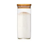 bambuswald© Tarro de 300 ml | Tarro con tapa hermética de bambú 100% ecológico Bote de cristal ideal para especias, hierbas, café, provisiones, apto para lavavajillas
