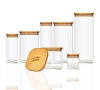 bambuswald© Tarro de 700 ml | Tarro con tapa hermética de bambú 100% ecológico Bote de cristal ideal para té, hierbas, café, provisiones, cereales, pasta apto para lavavajillas