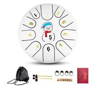 BAMFY 6 Pulgadas 11 Notas Tambor De Lengua De Acero Instrumentos Musicales Handpan Con Bolsa Suave, Libro De Música, Mazos De Tambor Y Palos Para Principiante Adulto Niños(Blanco)