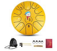 BAMFY 6 Pulgadas 11 Notas Tambor De Lengua De Acero Instrumentos Musicales Handpan Con Bolsa Suave, Libro De Música, Mazos De Tambor Y Palos Para Principiante Adulto Niños(Gold)