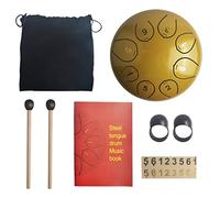 BAMFY 8 Pulgadas 11 Notas Tambor De Lengua De Acero Handpan Percusión Instrumento Con Mazos De Tambor Bolsa Para Educación Musical Sanación Con Sonido Concierto(Gold)
