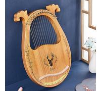 BAMFY Arpa De Lira 16,19,32 Cuerdas Lyre Harp Cuerpo De Caoba Portátil Musical Instrumento Con Llave De Afinación, Juego De Cuerdas De Repuesto, Púas(16-Stringed - Deer Boxed - Log Color)