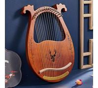BAMFY Arpa De Lira 16,19,32 Cuerdas Lyre Harp Cuerpo De Caoba Portátil Musical Instrumento Con Llave De Afinación, Juego De Cuerdas De Repuesto, Púas(16-Stringed - Deer Boxed - Coffee)