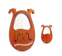 BAMFY Arpa De Lira 19 Cuerdas Portátil Principiante Lyre Harp Cuerpo De Caoba Instrumento Musical Profesional Con Llave De Afinación, Púas, Y Cuerda De Repuesto Conjunto(19-String Antler Model-Flower)