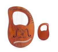 BAMFY Arpa De Lira 19 Cuerdas Portátil Principiante Lyre Harp Cuerpo De Caoba Instrumento Musical Profesional Con Llave De Afinación, Púas, Y Cuerda De Repuesto Conjunto(16-String Box-Flower)