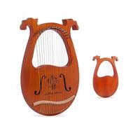 BAMFY Arpa De Lira 19 Cuerdas Portátil Principiante Lyre Harp Cuerpo De Caoba Instrumento Musical Profesional Con Llave De Afinación, Púas, Y Cuerda De Repuesto Conjunto(16-String Antler Model-Flower)