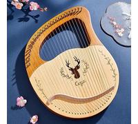 BAMFY Arpa De Lira Cuerdas De Metal De 19, 21, 24 Y 32 Instrumento Musical Principiante Portátil Lyre Harp Con Funda Negra, Llave De Afinación, Cuerdas De Extracción Y Púas(21-String Boxed - Log Color