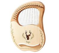BAMFY Arpa De Lira Cuerdas De Metal De 19, 21, 24 Y 32 Instrumento Musical Principiante Portátil Lyre Harp Con Funda Negra, Llave De Afinación, Cuerdas De Extracción Y Púas(19-String Boxed - Log Color