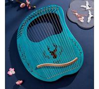 BAMFY Arpa De Lira Cuerdas De Metal De 19, 21, 24 Y 32 Instrumento Musical Principiante Portátil Lyre Harp Con Funda Negra, Llave De Afinación, Cuerdas De Extracción Y Púas(19-String Boxed - Blue)